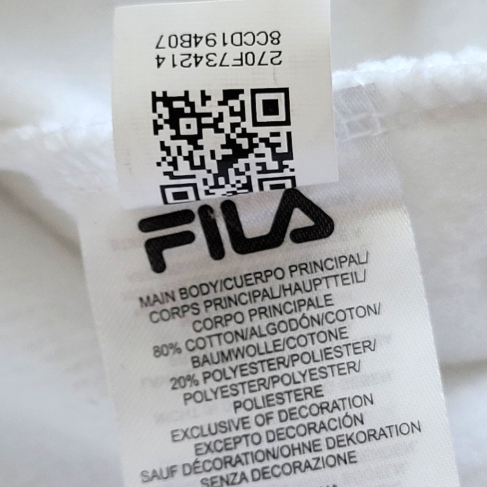FILA | 1/4 Zip Big Logo EUC Cuffed White Pullover Sweatshirt Ladies Medium - Picture 8 of 12